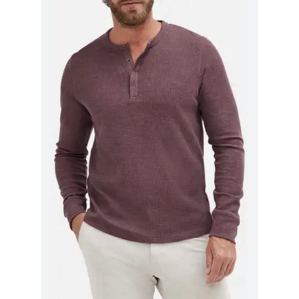 Rhone Active NWT Men's Maroon Waffle Thermal Knit LS Henley Shirt Size XXL